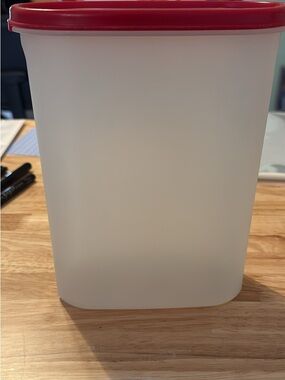Tupperware White Container with Red Lid